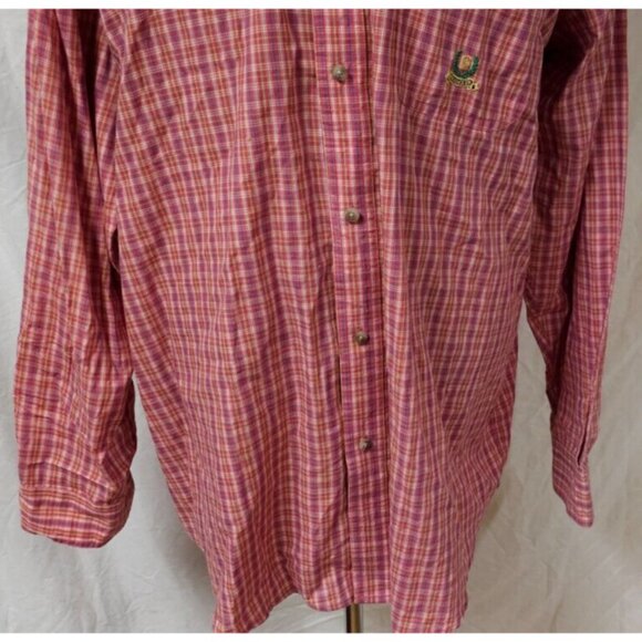 Wrangler Riata Mens XXL Red Mauve Plaid Long Sleeve Button Down Western Shirt - Picture 5 of 11